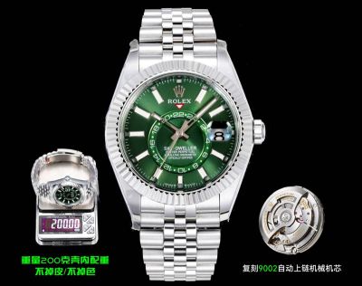 AR Factory Rolex Sky-Dweller 42mm 9002 Movement Green Face White Gold Jubilee Band Watch